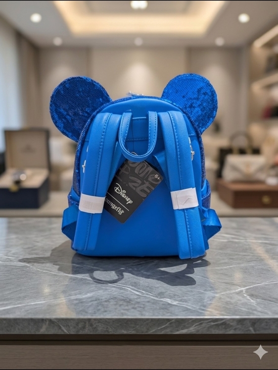 Disney Loungefly Royal Blue Sequin Union Jack Mini Backpack (NWT)